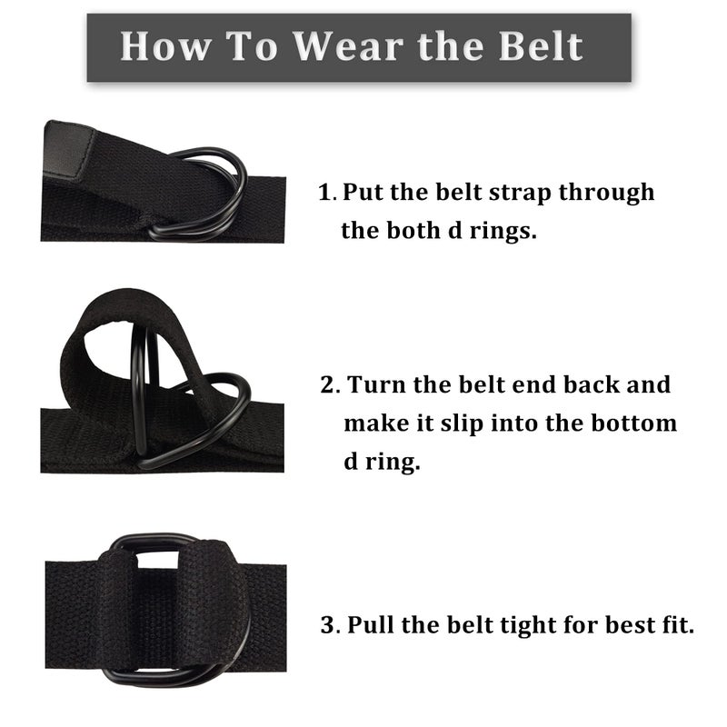 macoking Canvas Belt, Military Web Black Belt Women/Men with Double D Ring Buckle 43" long for waist 31"-35" - Image 4