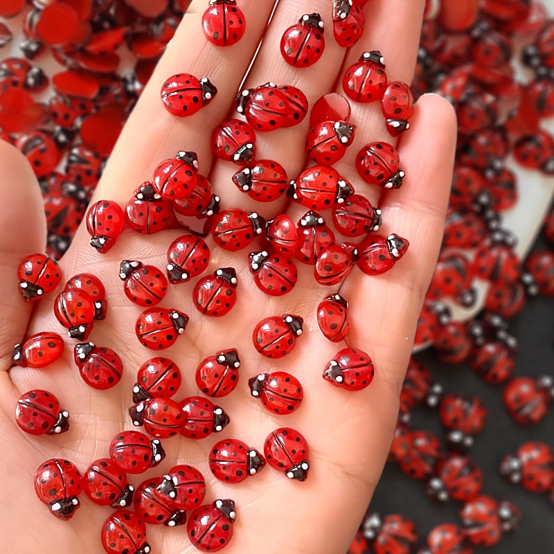 Quezadyl 100Pcs Ladybug Nail Charms Cute Insect Nail Art Charms 3D Resin Nails Rhinestones Small Ladybugs with Open and Closed Wings Nails Gems Summer Nail Jewelry for Women Manicure Decoration DIY Craft - Image 1