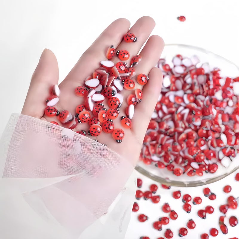 Quezadyl 100Pcs Ladybug Nail Charms Cute Insect Nail Art Charms 3D Resin Nails Rhinestones Small Ladybugs with Open and Closed Wings Nails Gems Summer Nail Jewelry for Women Manicure Decoration DIY Craft - Image 5