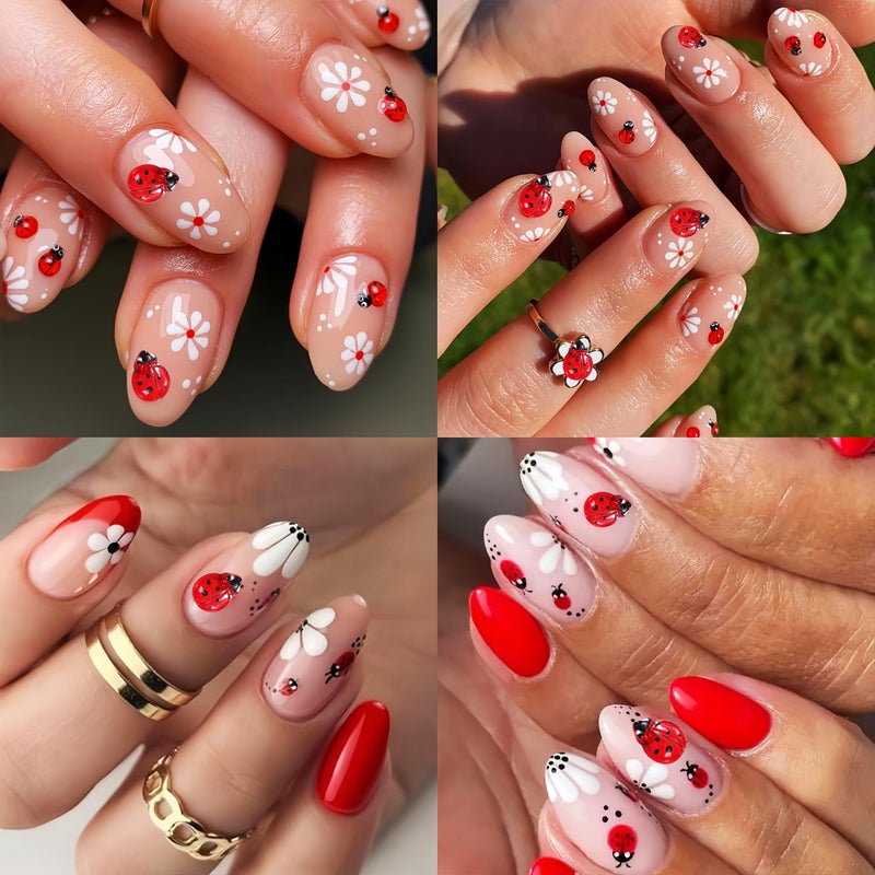 Quezadyl 100Pcs Ladybug Nail Charms Cute Insect Nail Art Charms 3D Resin Nails Rhinestones Small Ladybugs with Open and Closed Wings Nails Gems Summer Nail Jewelry for Women Manicure Decoration DIY Craft - Image 2