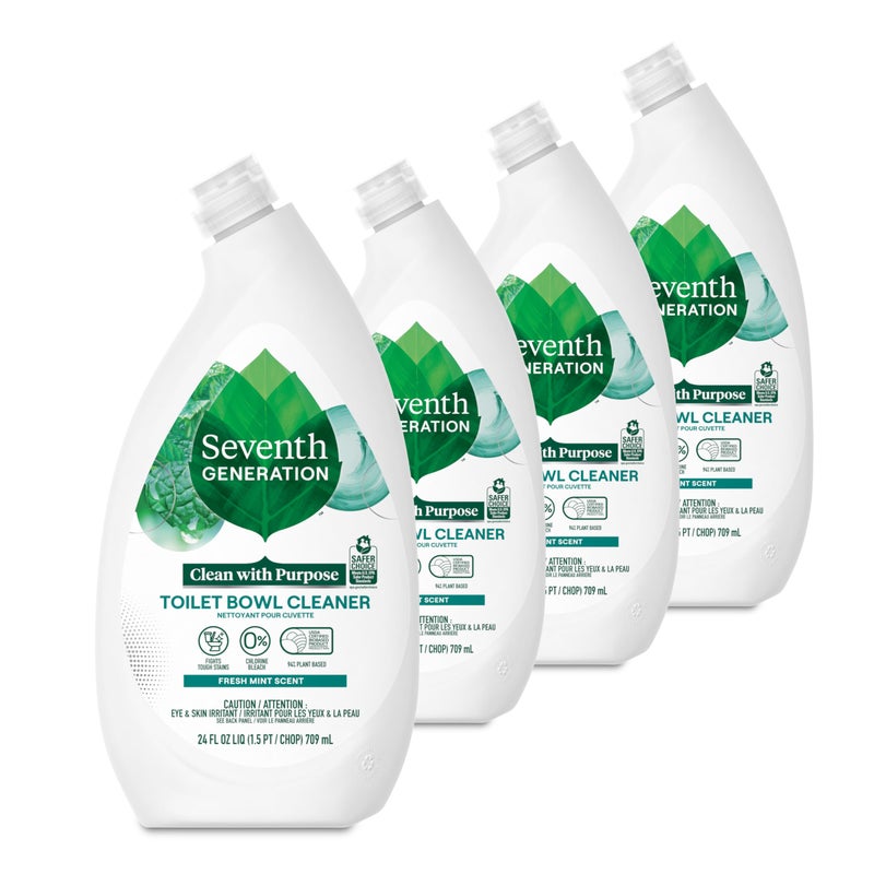 Seventh Generation Toilet Bowl Cleaner Fresh Mint scent 4 Pack Without Chlorine Bleach Ammonia Free 24 oz - Image 1