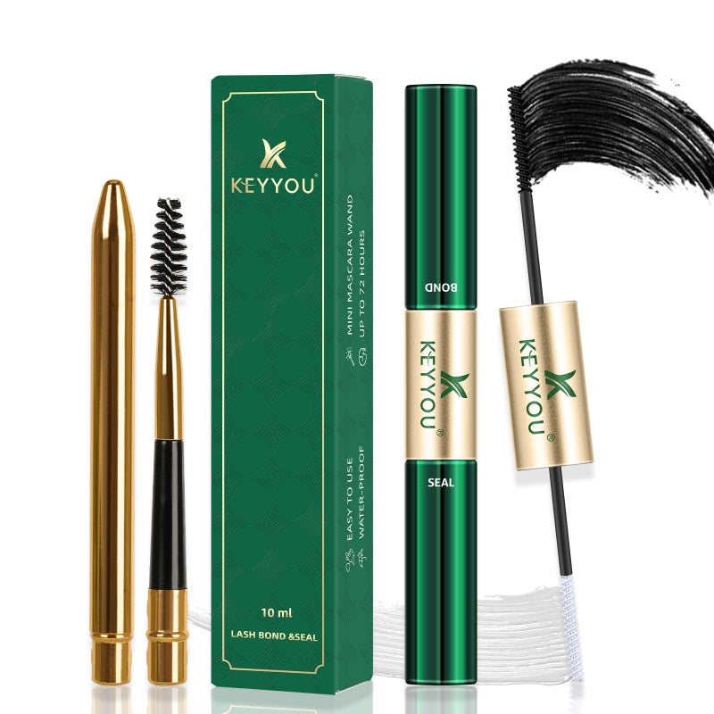 KEYYOU Lash Bond and Seal Cluster Lash Glue For Lash Clusters Strong Gentle Comfortable Bond and Seal WaterProof Mascara Wand Individual Lash Glue 5ml5mlBLACK