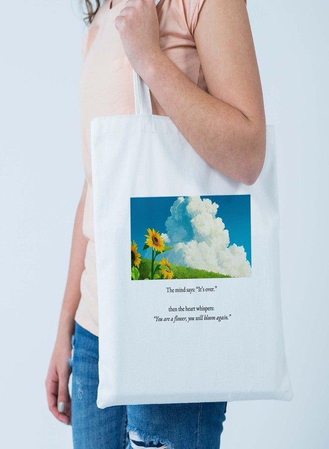ARTBUG Tote Bag for Women, Aesthetic, Stylish, Ecofriendly, For College Girls, Office, Beach and Outings -You Will Bloom Again Printed Canvas D - 294 - Image 2