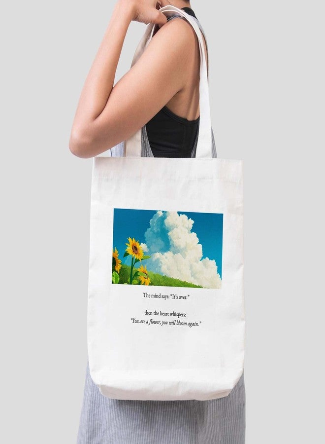 ARTBUG Tote Bag for Women, Aesthetic, Stylish, Ecofriendly, For College Girls, Office, Beach and Outings -You Will Bloom Again Printed Canvas D - 294 - Image 3