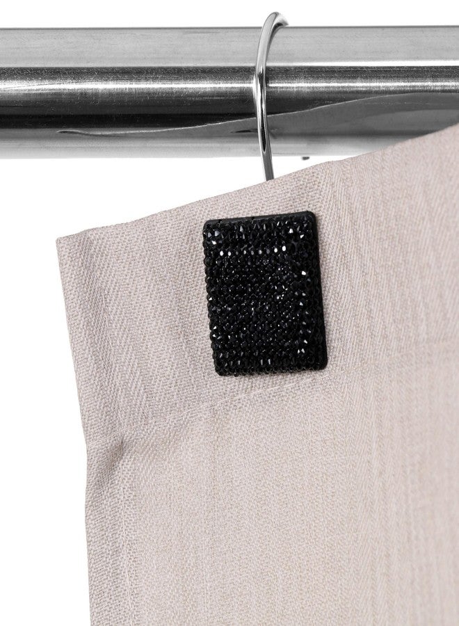 Popkozzi Black Shower Curtain Hooks Rings: Bling Glitter Sparkle Shiny Crystal Diamond Decorative Shower Curtain Rings - Luxury Fancy Glam Square Rhinestones Curtain Hooks & Hangers for Bathroom - Set of 12 - Image 2