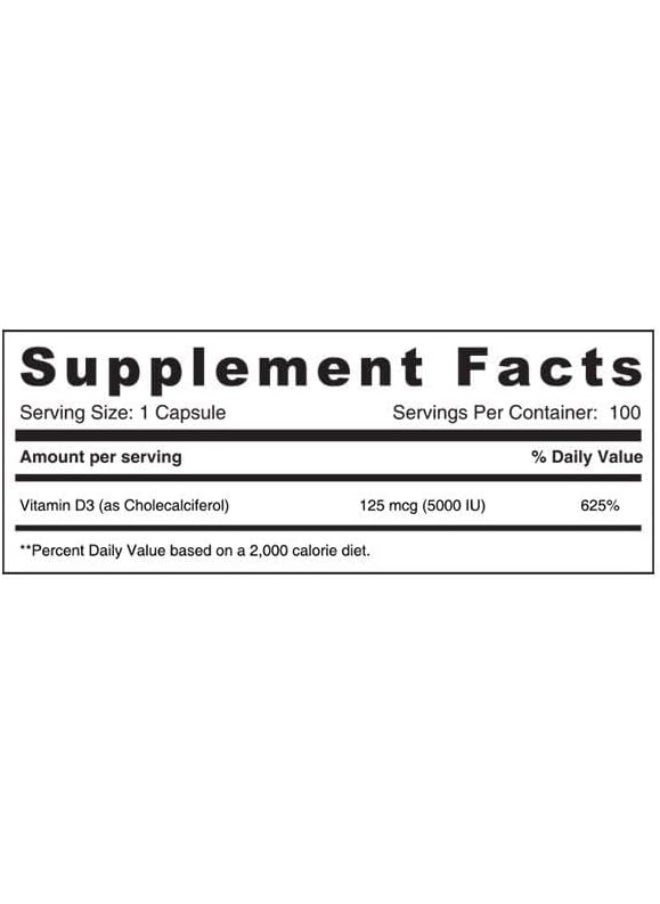 SUNSHINE NUTRITION - Vitamin D 5000 Iu As D3-Cholecalciferol - Image 1