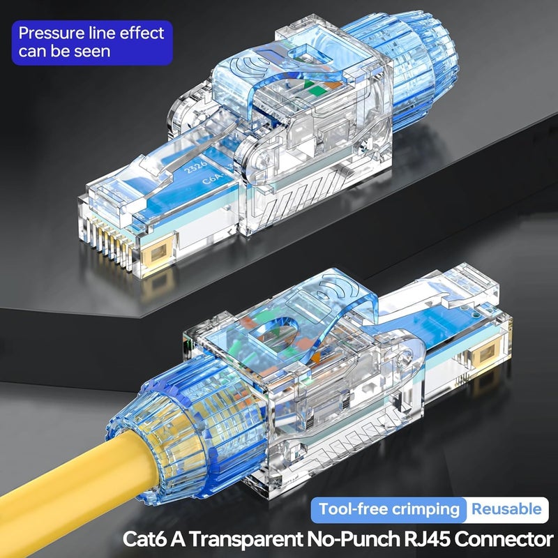 MAKINGTEC 4-Pack RJ45 Connectors Toolless10 Gigabit, Cat5e Cat6 Cat6A Cat7 Network Cable Connector, Gold-Plated Copper, 22-26 AWG - Image 4