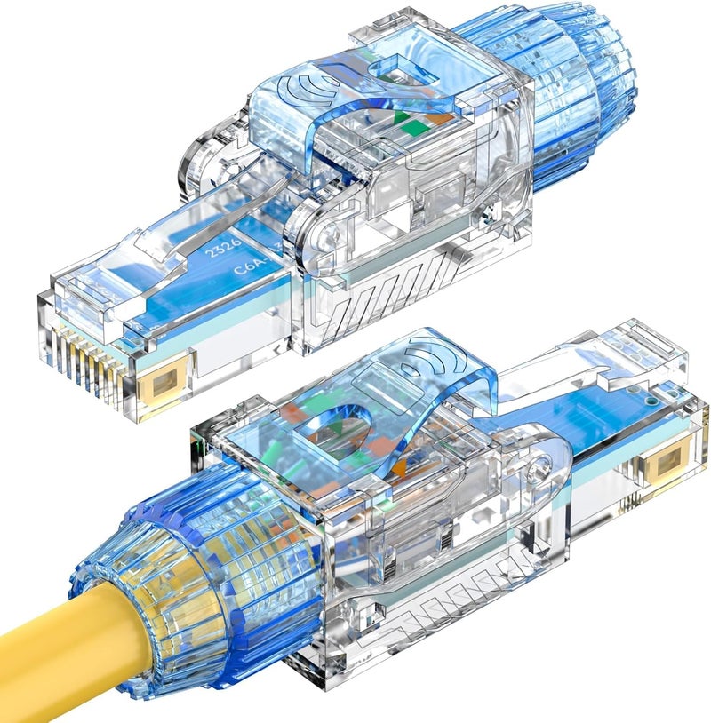 MAKINGTEC 4-Pack RJ45 Connectors Toolless10 Gigabit, Cat5e Cat6 Cat6A Cat7 Network Cable Connector, Gold-Plated Copper, 22-26 AWG - Image 1