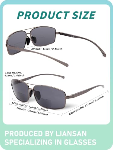 LianSan 2 Packs Premium Metal Bifocal Sunglasses for Men Women Retro Top Clear Sun Readers with UV Protection(Multicolor,2.25x) - Image 4