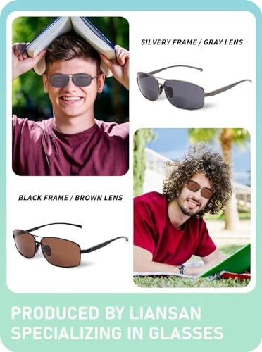 LianSan 2 Packs Premium Metal Bifocal Sunglasses for Men Women Retro Top Clear Sun Readers with UV Protection(Multicolor,2.25x) - Image 3