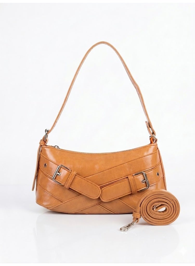 لايف ستيلاش  حقيبة كتف جلدية بتصميم مميز ZC-11 - برتقالي - Image 1