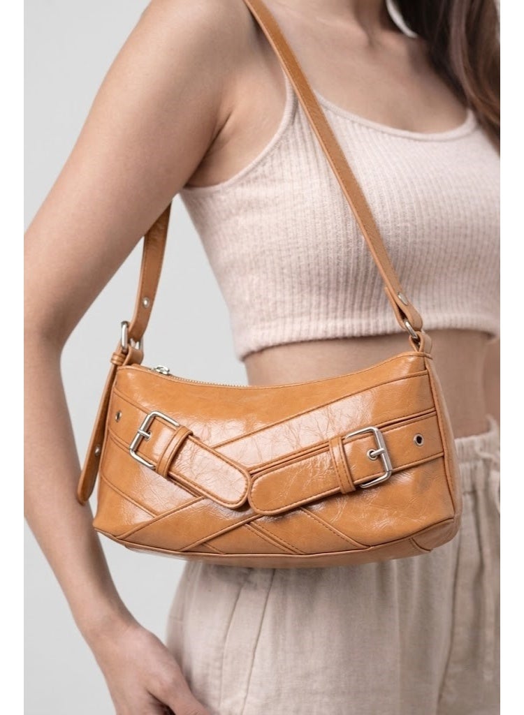 لايف ستيلاش  حقيبة كتف جلدية بتصميم مميز ZC-11 - برتقالي - Image 3