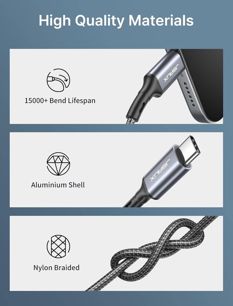 jsaux USB C to 3.5mm Audio Aux Jack Cable 3.3ft, USB Type C to 3.5mm Headphone Stereo Car Cord Compatible with iPhone 17 16 15 Pro Max iPhone Air, Samsung Galaxy S24 S23 S22 Ultra, iPad Pro, Pixel 9/8 - Image 4