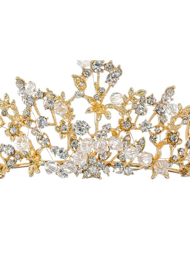 SAMKY Gold Bridal Rhinestone Tiara Crown Wedding Headpiece With Crystal Bride'S Hair Accessories - Image 3