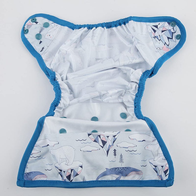 Hibaby One Size Cloth Diaper Cover Snap With Double Gusset (Bear Ice), One Fit All - Image 3