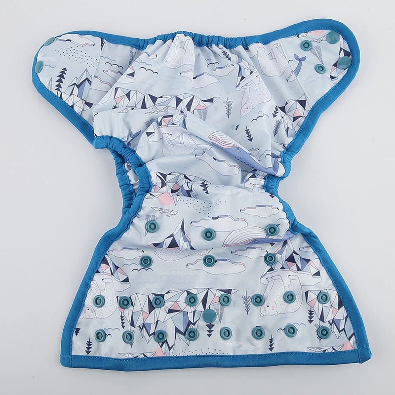 Hibaby One Size Cloth Diaper Cover Snap With Double Gusset (Bear Ice), One Fit All - Image 4