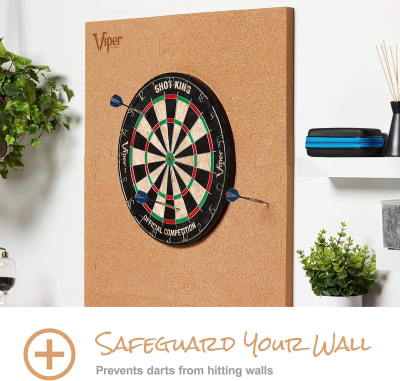 Viper Defender III Cork Dartboard Surround Reversable Wall Protector, Fits 17.75" and 18" Bristle Dartboards, Compression-Fit Tool-Free Easy Mounting, Tan, Rectanglular, 45" L x 32" W x 1" Thick - Image 3