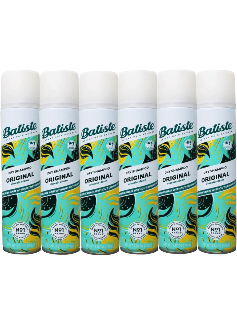 Batiste Batiste Dry Shampoo, Original, Classic Clean, 3.81 oz (Pack of 6) 