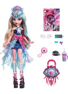 MONSTER HIGH Monster Fest Doll, Lagoona Blue With Glam Outfit & Festival Themed Accessories Like Snacks, Band Poster, Statement Bag & More  - Image 4