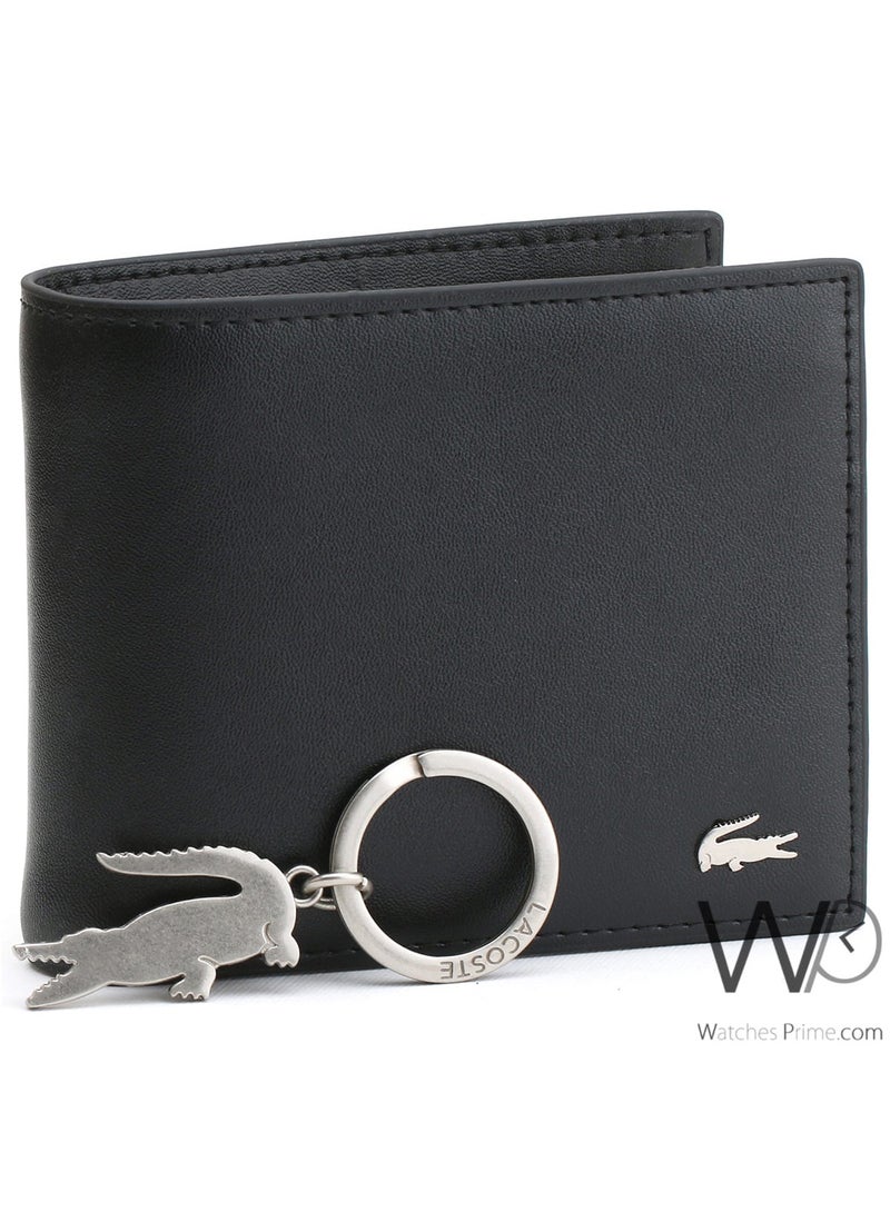 LACOSTE Black Lacoste wallet for men and crocodile-shaped key chain - Image 1