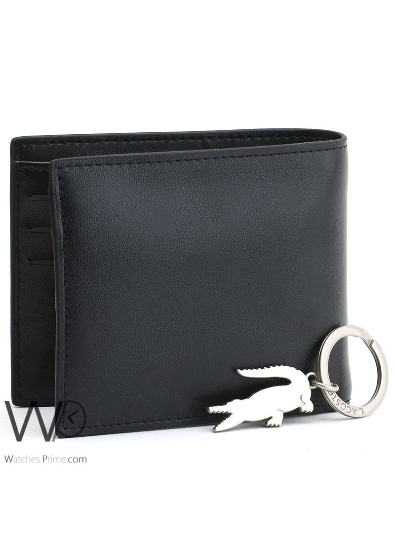 LACOSTE Black Lacoste wallet for men and crocodile-shaped key chain - Image 2