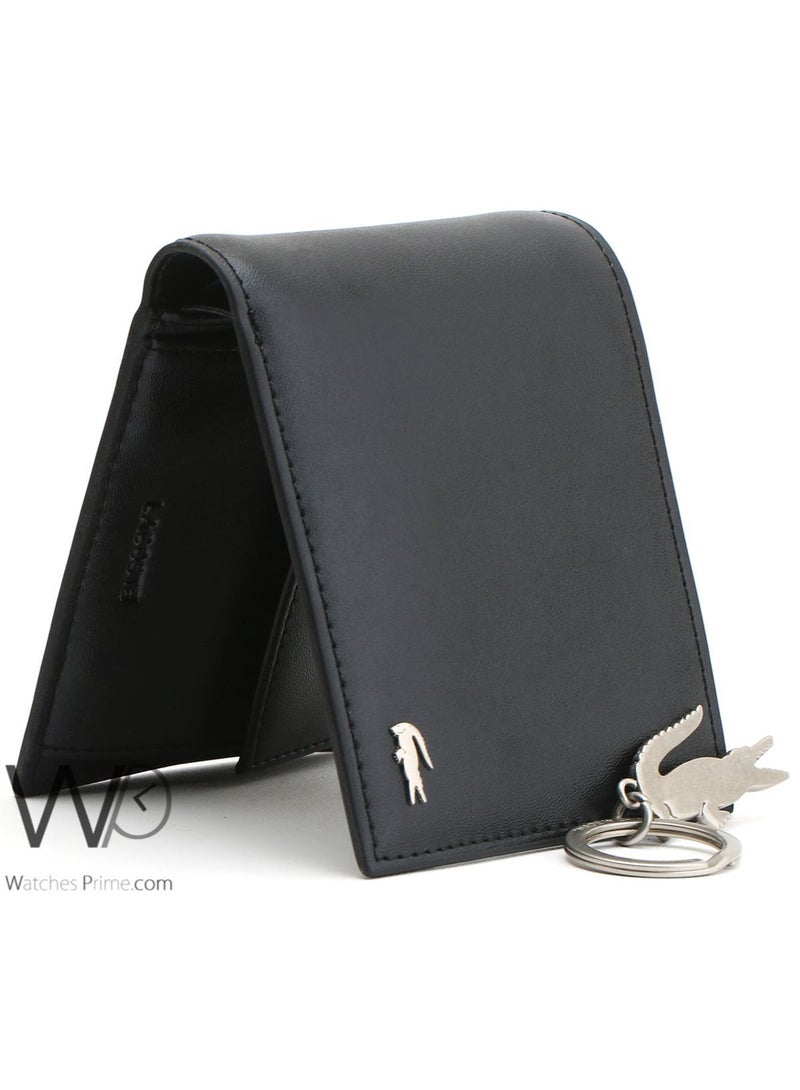 LACOSTE Black Lacoste wallet for men and crocodile-shaped key chain - Image 3
