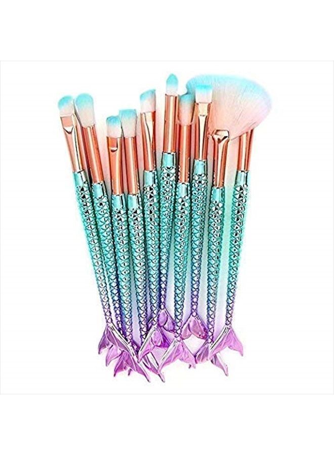 LEDeng Funfunman Makeup Brushes 11PCS Make Up Foundation Eyebrow Eyeliner Blush Cosmetic Concealer Brushes(Mermaid Colorful) - Image 2