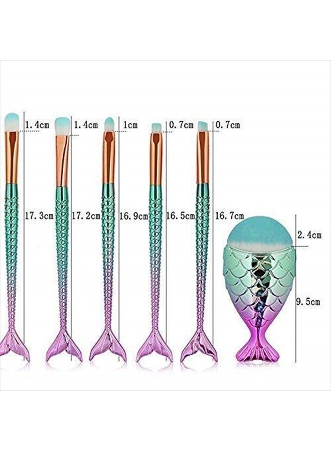 LEDeng Funfunman Makeup Brushes 11PCS Make Up Foundation Eyebrow Eyeliner Blush Cosmetic Concealer Brushes(Mermaid Colorful) - Image 4