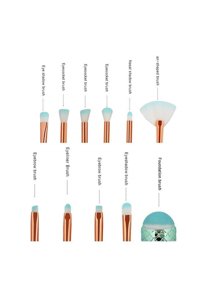 LEDeng Funfunman Makeup Brushes 11PCS Make Up Foundation Eyebrow Eyeliner Blush Cosmetic Concealer Brushes(Mermaid Colorful) - Image 5