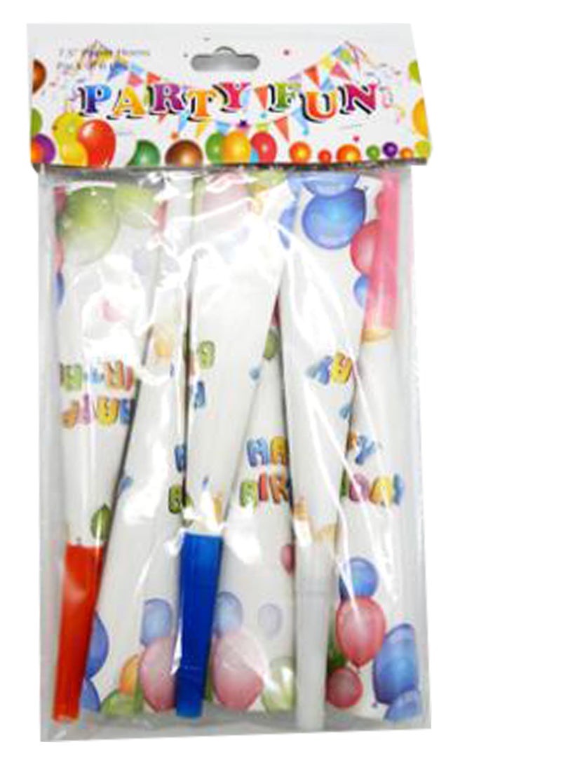 PARTY FUN 6pc Party Paper Horns 7.5inch | Noisemaker Party Blowers For Adults, Kids Birthday Party Supplies - Image 2
