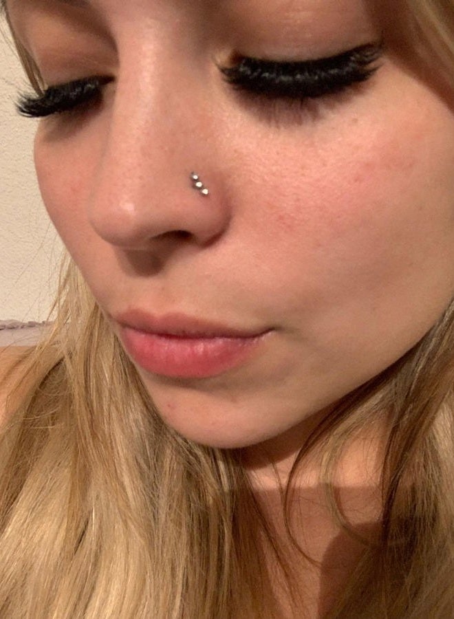 Longita 20g Nose Rings Hoop L Shape Nose Studs Stainless Steel Nose Screw Bone Flat Top Diamond Opal Heart High Nostril Piercing Jewelry Silver Rose Gold Black Pack for Women Men - Image 2
