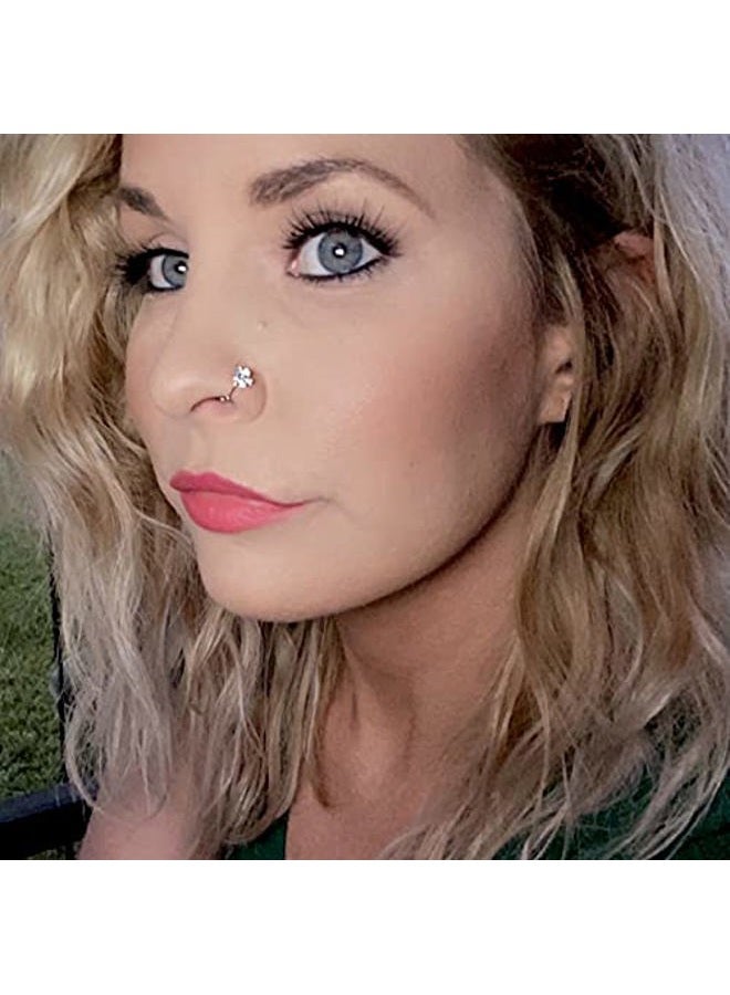 Longita 20g Nose Rings Hoop L Shape Nose Studs Stainless Steel Nose Screw Bone Flat Top Diamond Opal Heart High Nostril Piercing Jewelry Silver Rose Gold Black Pack for Women Men - Image 5