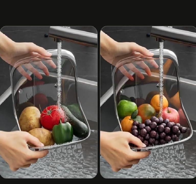 HOMENITY® - Multi-Functional Drain Basket,Fruit Strainer & Washing Basket Bowl with Kitchen Sink Food Catcher Drainer Fruit Rinser Vegetable Washing Filter Bowl - Image 4