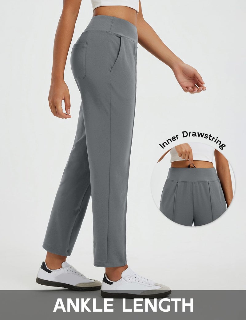 baleaf Womens Travel Pants Stretch Ankle Golf Pants with Pockets Comfy Petite Business Casual Dressy Work Slacks Dark Gray L - Image 5