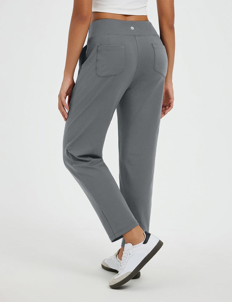 baleaf Womens Travel Pants Stretch Ankle Golf Pants with Pockets Comfy Petite Business Casual Dressy Work Slacks Dark Gray L - Image 2