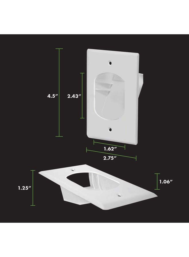 TOPGREENER Recessed Low Voltage Cable Wall Plate for Home Theaters, Size 1-Gang 4.50" x 2.75", Polycarbonate Thermoplastic, TG8881-6PCS, White (6 Pack), 6 - Image 2