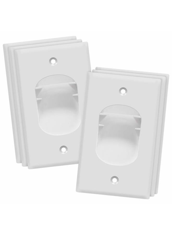 TOPGREENER Recessed Low Voltage Cable Wall Plate for Home Theaters, Size 1-Gang 4.50" x 2.75", Polycarbonate Thermoplastic, TG8881-6PCS, White (6 Pack), 6 - Image 1