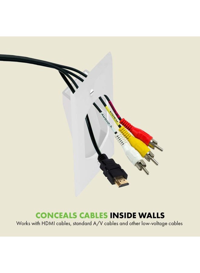 TOPGREENER Recessed Low Voltage Cable Wall Plate for Home Theaters, Size 1-Gang 4.50" x 2.75", Polycarbonate Thermoplastic, TG8881-6PCS, White (6 Pack), 6 - Image 3