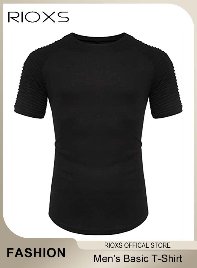Men's T-Shirt, Basic Slim Fit Tops For Men, Casual Short Sleeve Tops, Lightweight Crew Neck T Shirts, Comfy Breathable Athletic T-shirts, Gym Workout Tee Shirts For Men