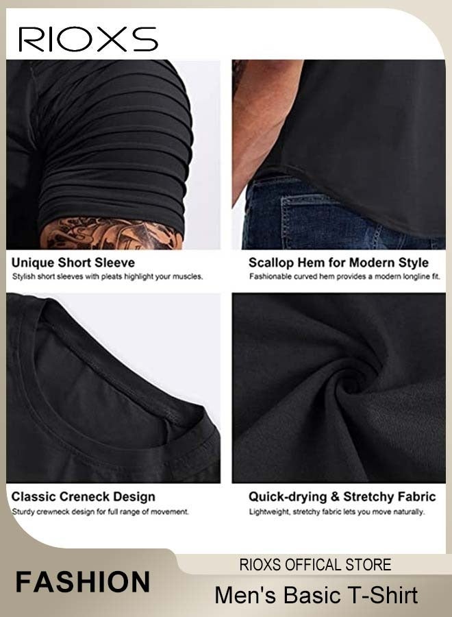 Men's T-Shirt, Basic Slim Fit Tops For Men, Casual Short Sleeve Tops, Lightweight Crew Neck T Shirts, Comfy Breathable Athletic T-shirts, Gym Workout Tee Shirts For Men