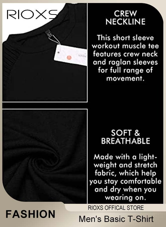 RIOXS Men's T-Shirt, Basic Slim Fit Tops For Men, Casual Short Sleeve Tops, Lightweight Crew Neck T Shirts, Comfy Breathable Athletic T-shirts, Gym Workout Tee Shirts For Men  - Image 5