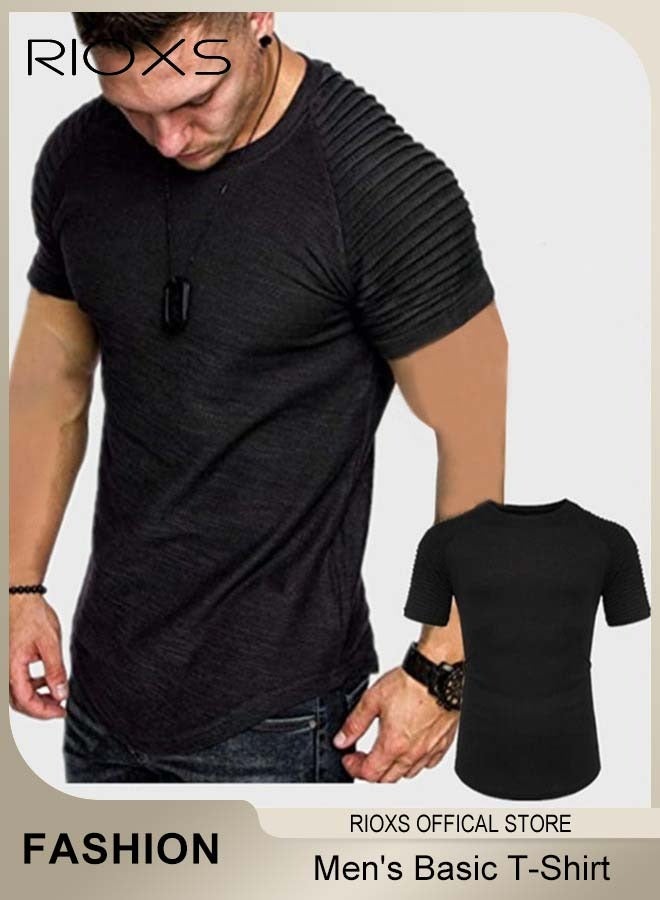 RIOXS Men's T-Shirt, Basic Slim Fit Tops For Men, Casual Short Sleeve Tops, Lightweight Crew Neck T Shirts, Comfy Breathable Athletic T-shirts, Gym Workout Tee Shirts For Men  - Image 1