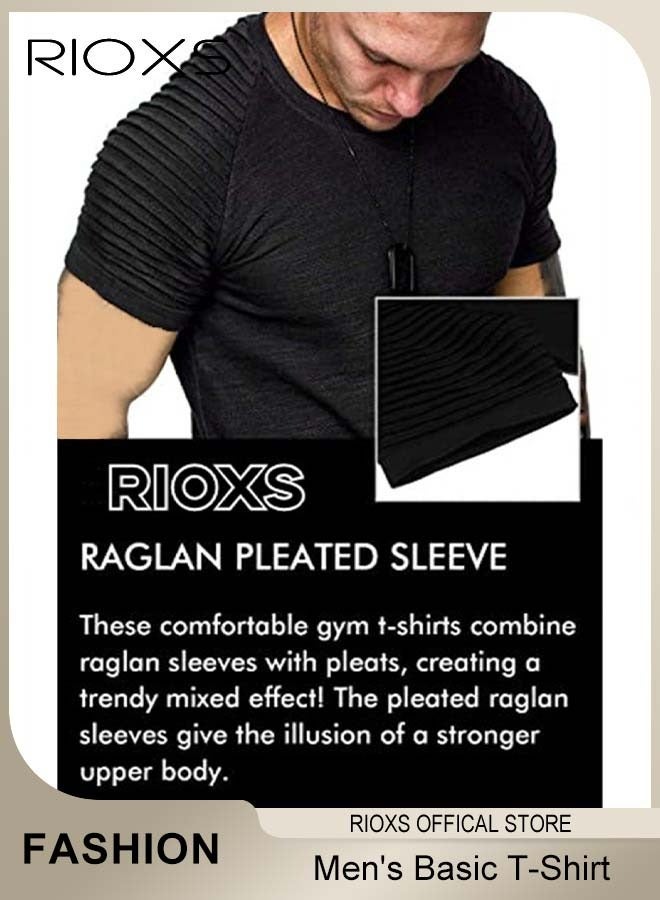 RIOXS Men's T-Shirt, Basic Slim Fit Tops For Men, Casual Short Sleeve Tops, Lightweight Crew Neck T Shirts, Comfy Breathable Athletic T-shirts, Gym Workout Tee Shirts For Men  - Image 4
