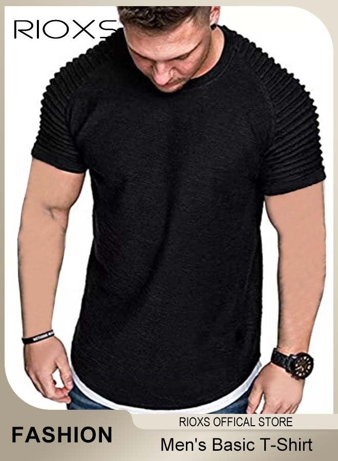 RIOXS Men's T-Shirt, Basic Slim Fit Tops For Men, Casual Short Sleeve Tops, Lightweight Crew Neck T Shirts, Comfy Breathable Athletic T-shirts, Gym Workout Tee Shirts For Men  - Image 2
