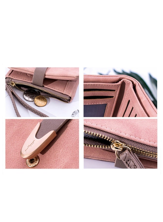 Wallets for Women Rfid Small Compact Bifold short WalletLadies Wristlet Zipper Coin Purse