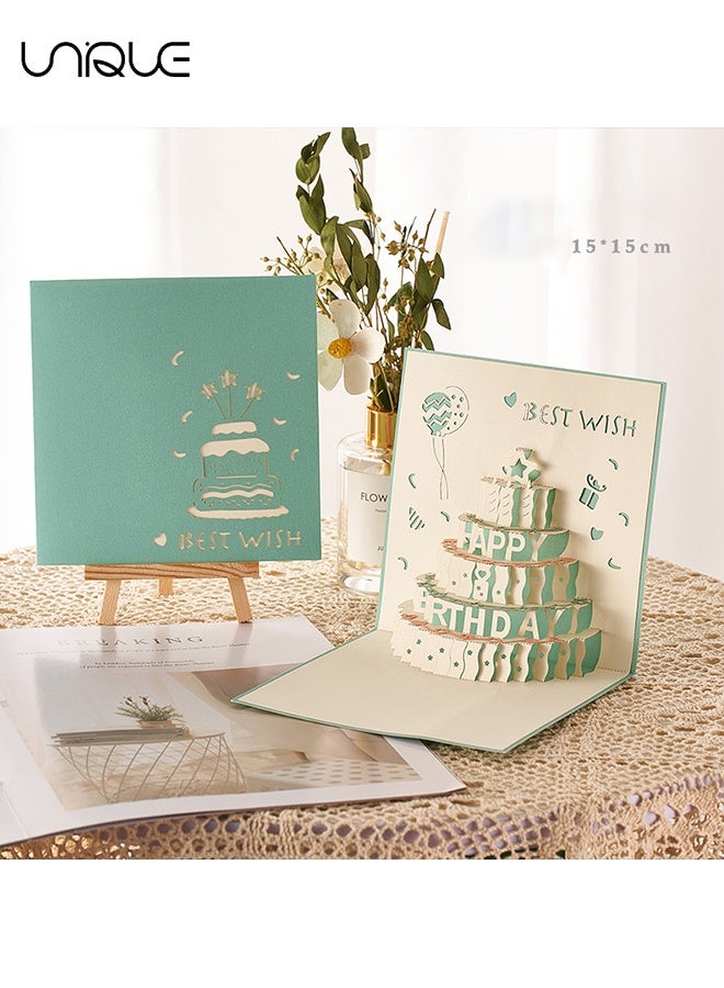 Unique 1Pcs - 3D Birthday Cards - Play Music Warm LED Light Birthday Cake Card - Music Greeting Cards Gift for Women Mom Wife Sister Girl - Image 2