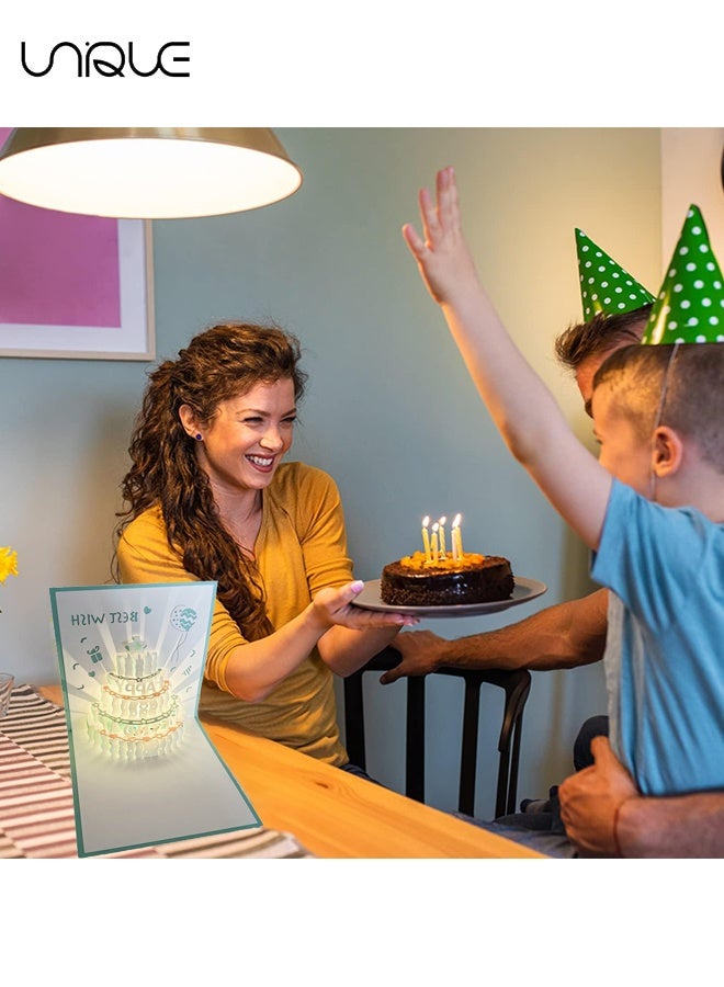 Unique 1Pcs - 3D Birthday Cards - Play Music Warm LED Light Birthday Cake Card - Music Greeting Cards Gift for Women Mom Wife Sister Girl - Image 5