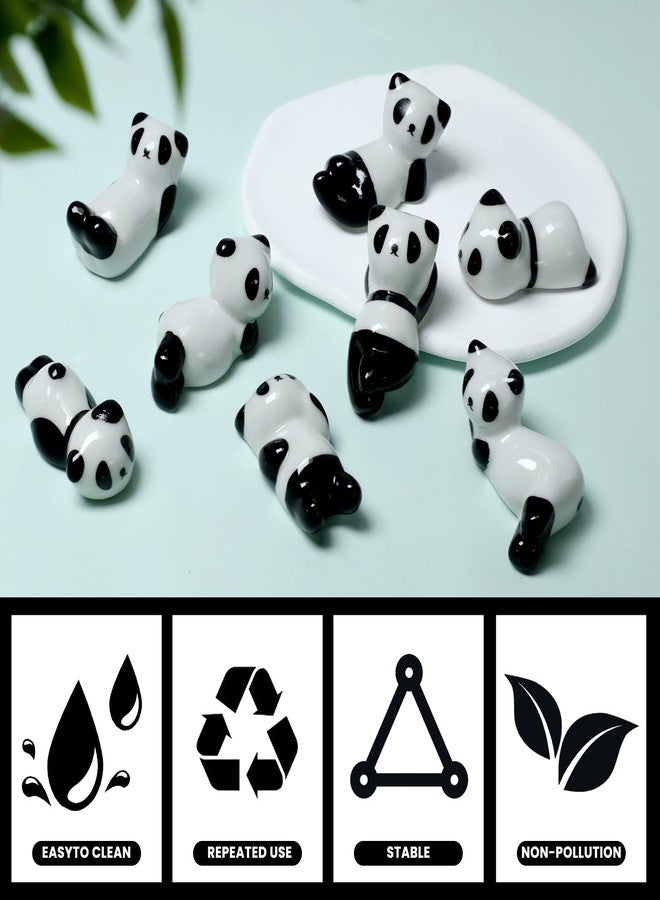 Gabrella 8 Pcs Cute Ceramic Panda Chopsticks Holder, Chopstick Rest Rack Stand Cute Chopstick Holder for Chopsticks, Forks, Spoon - Image 3