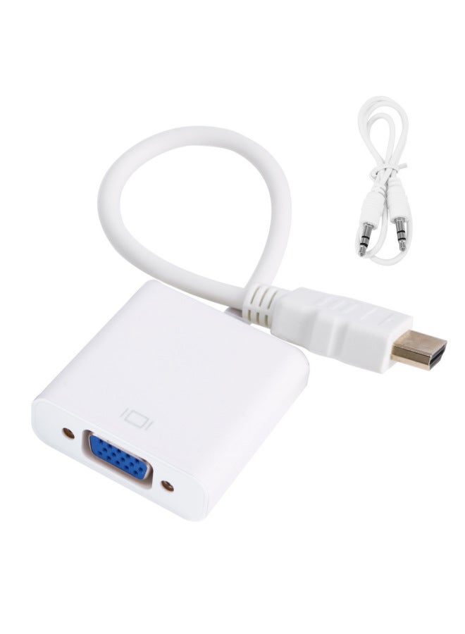HDMI To VGA HD Conversion Cable HDTV To VGA Adapter Monitor Computer Projector HD /VGA-Colour:Hdmi/vga With Audio White - Image 1