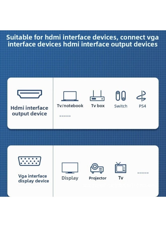 HDMI To VGA HD Conversion Cable HDTV To VGA Adapter Monitor Computer Projector HD /VGA-Colour:Hdmi/vga With Audio White - Image 5
